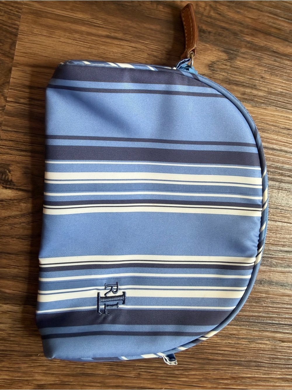 Ralph Lauren Small Blue Stripped Zipper Makeup Clutch